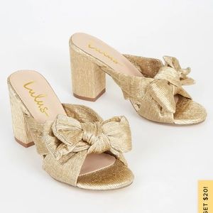 Dorothea Gold Knotted High Heel Sandals